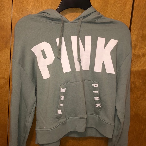 PINK Victoria's Secret Tops - VINTAGE Cropped PINK Hoodie XS
